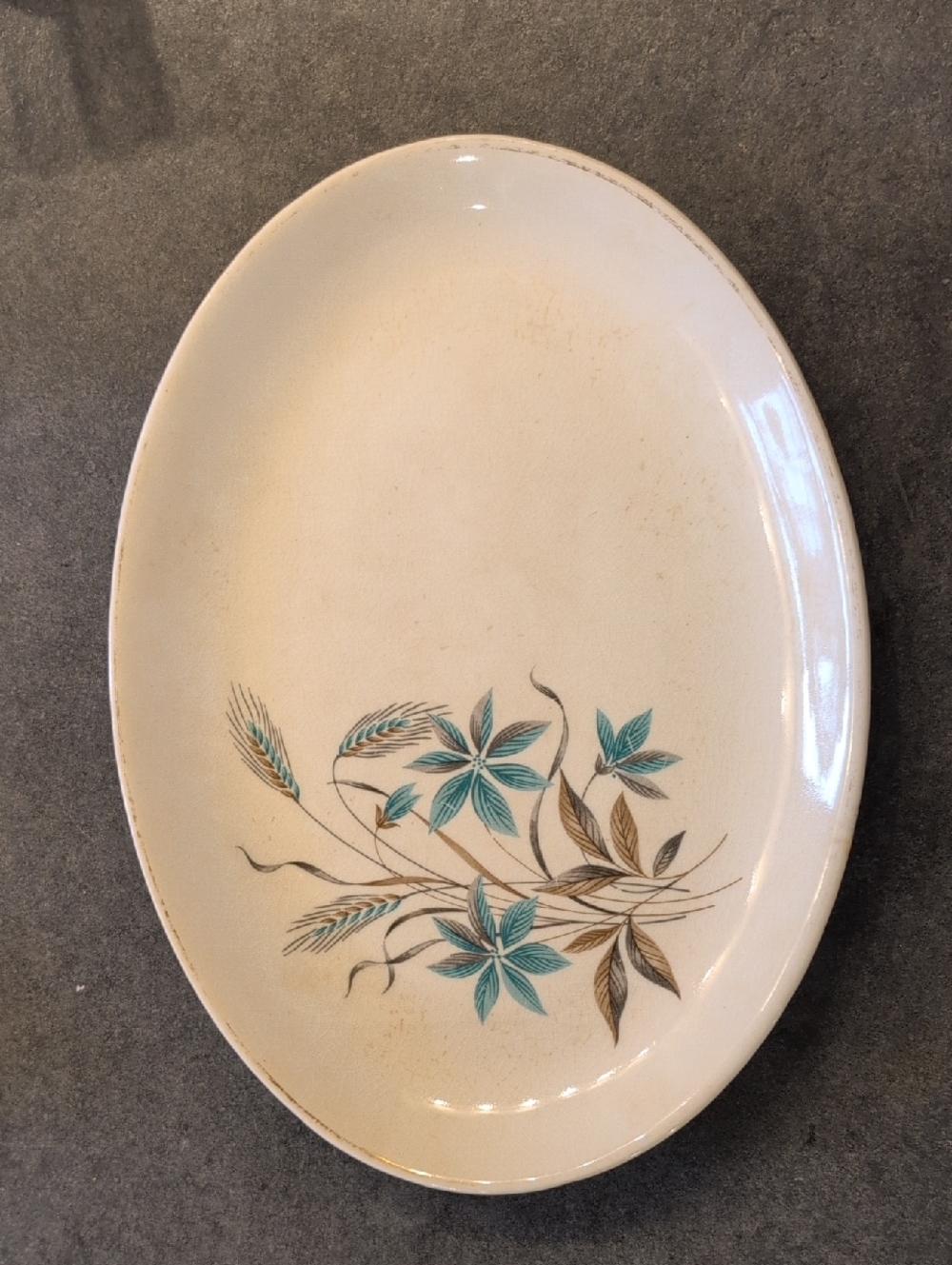Vintage Mid Century TaylorSmith Canadian Wheat Ceramic Plate Crackle Finish READ